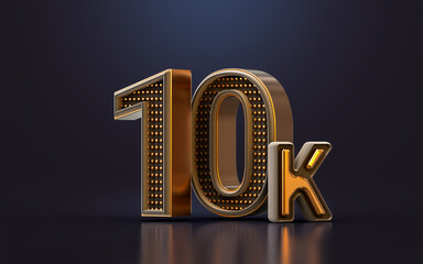 gold luxury Thank you for 10k followers online social banner happy celebration 3d render