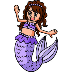 Mermaid Arms Wide Open Cartoon Colored Clipart 