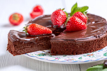 Piece of low-calorie brownie dessert.