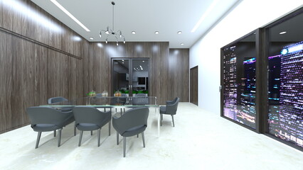 夜景が見えるダイニングルーム