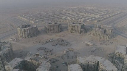 Aerial view of the modern city of Bahria under construction in Karachi, Pakistan. (shooting 2020)