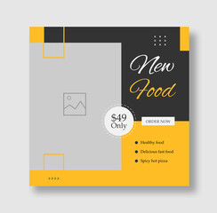 Fototapeta premium Food instagram post template design, Elegant pizza menu promotion social media banner template