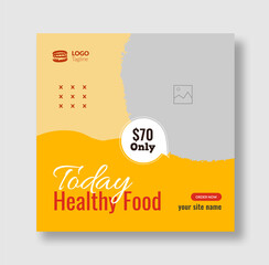 Fototapeta na wymiar Social Media Post for Food Promotion offer poster, Healthy Food Social Media Banner