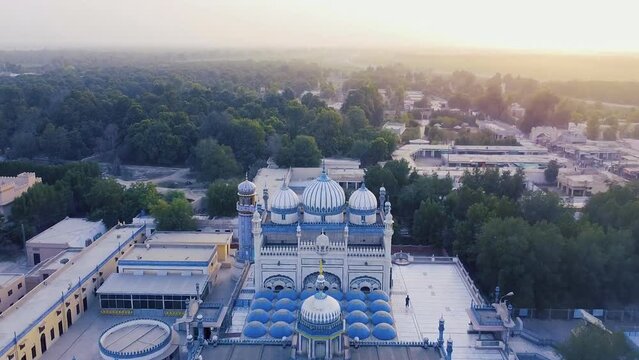 Aerial view of Bhong Masjid Pakistan. A marvel of architecture donated by M. Ghazi to the city of Bhong Sharif, 27 km from Sadikabad city of RYK district in Punjab, Pakistan.