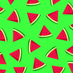 Vector artistic drawing food. Summer illustration watermelon Hand drawn seamless pattern with fruit.watermelon pattern for background. Seamless background with watermelon. Pieces of watermelon on back