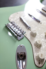 Electric Guitar close-up over strings portrait