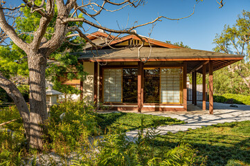 Fototapeta premium Building in the Japanese Friendship Garden, Balboa Park, San Diego, California.