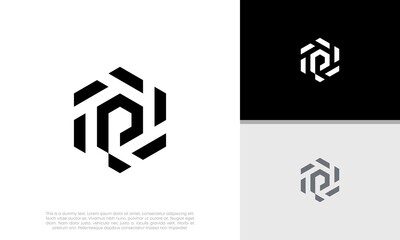 Initials P logo design. Initial Letter Logo. Innovative high tech logo template.