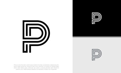 Fototapeta premium Initials P logo design. Initial Letter Logo. Innovative high tech logo template.