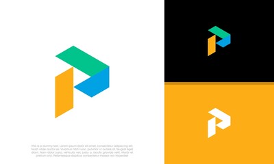 Initials P logo design. Initial Letter Logo. Innovative high tech logo template.