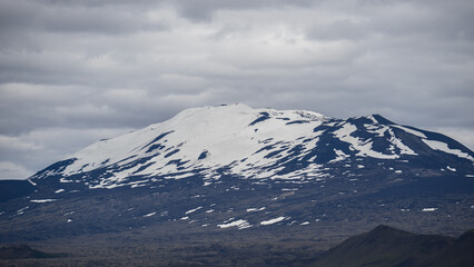 Fototapeta na wymiar The snowcapped Mt Hekla volcano, South Iceland. 
