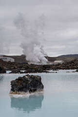 The colorful water of the Blue Lagoon, southwest Iceland.