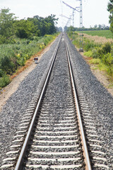 Fototapeta na wymiar train tracks slow travel concept