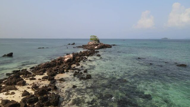 The aerial views of Koh Khai Nok and Koh Khai Nui islands in Thailand