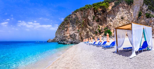 Foto op Plexiglas Greece. Best beaches of Corfu island. Stellaris paradise beach with crystal clear turquoise sea.  reachable only with a boats from Paleokastritsa. © Freesurf