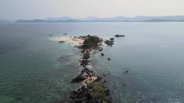The aerial views of Koh Khai Nok and Koh Khai Nui islands in Thailand