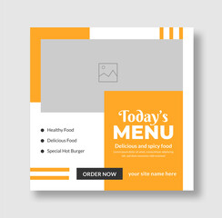 Food restaurant web banner template with a modern elegant design, Healthy food instagram post template