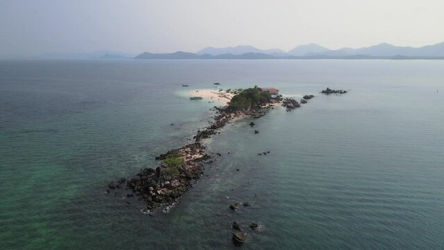 The aerial views of Koh Khai Nok and Koh Khai Nui islands in Thailand