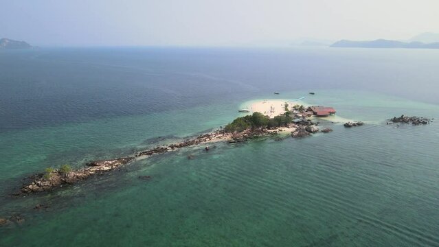 The aerial views of Koh Khai Nok and Koh Khai Nui islands in Thailand