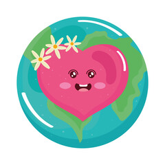 planet earth with heart