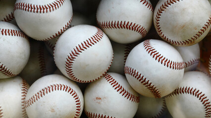 Official baseball balls piled up