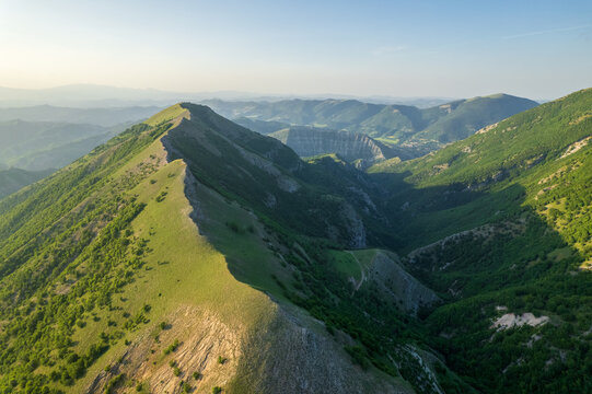 View of monte Nerone slope in Marche Region in Italy