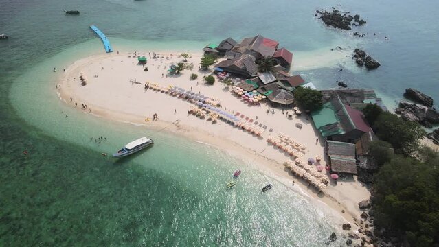 The aerial views of Koh Khai Nok and Koh Khai Nui islands in Thailand