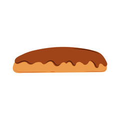 French eclair vector flat Illustration. Cartoon bakery food.
