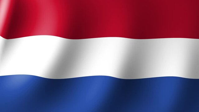 The flag of the Netherlands is fluttering in the wind. Seamless Animation 3D
