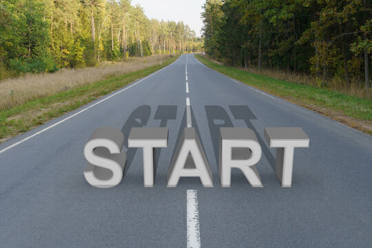 On the road near the forest text - start