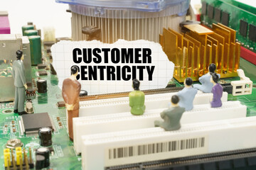 On the motherboard there are figures of people and torn paper with the inscription - Customer...