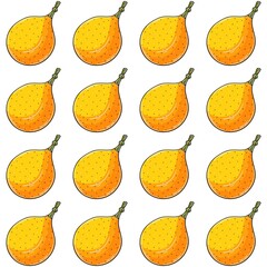 Seamless pattern with tropical fruits. Illustration in hand draw style