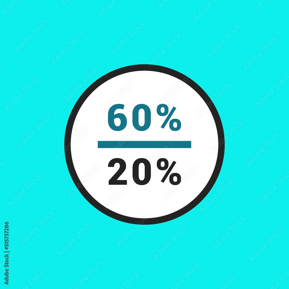 Wall mural statistics percentage pie chart vector icon illustration sign 