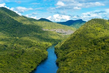 Fototapeta na wymiar River and mountain landscape beautiful nature scenery
