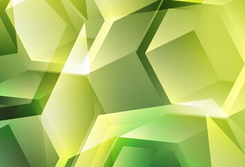 Light Green, Yellow vector pattern with polygonal style with cubes.