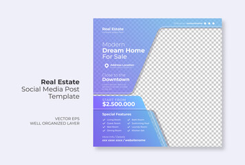 Real estate or property trendy editable template. house for sale social media post template