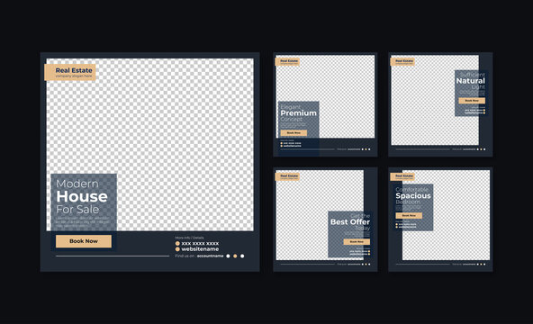Real estate or property trendy editable template. house for sale social media post template