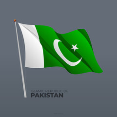 Islamic Republic of Pakistan national waving flag