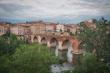 Fototapeta premium Albi Bridge and cloud sky