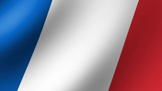 The flag of France is fluttering in the wind. Seamless Animation 3D