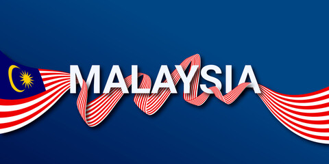 Malaysia text decorated with a wavy flag