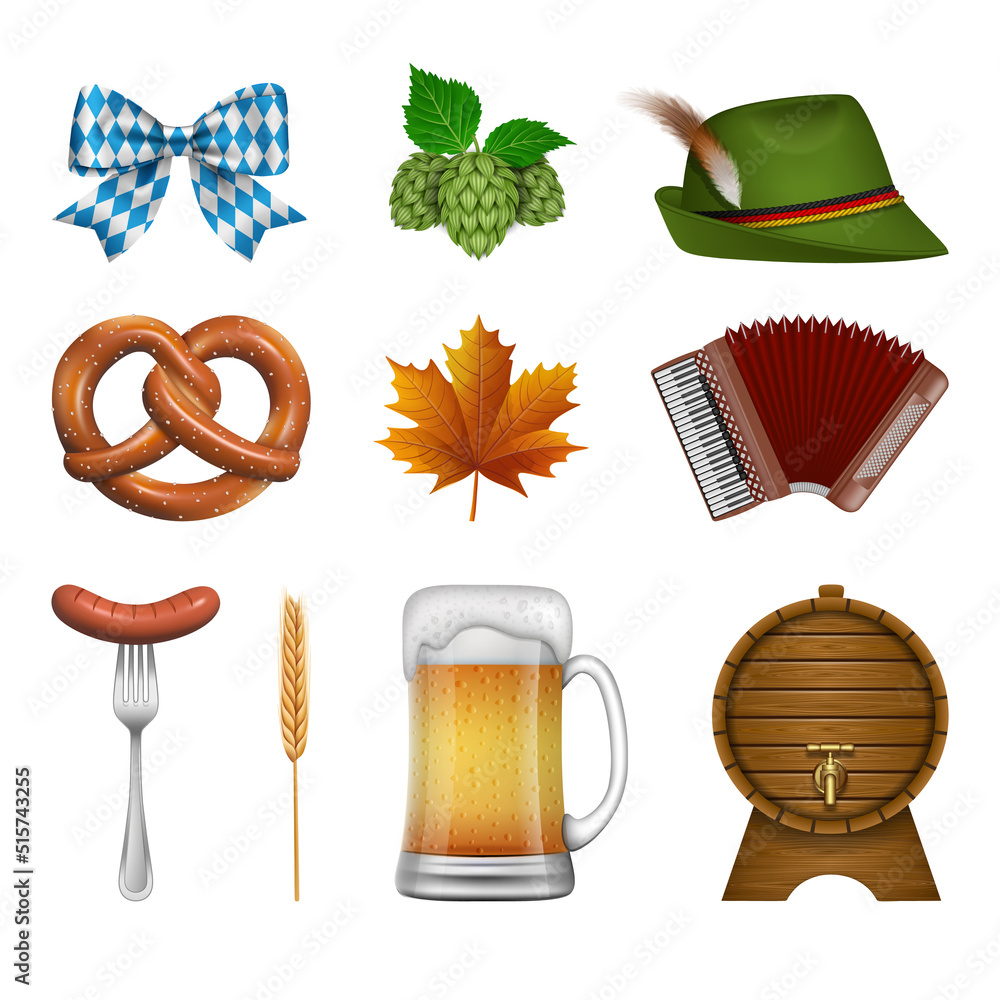 Wall mural Set of isolated oktoberfest elements.