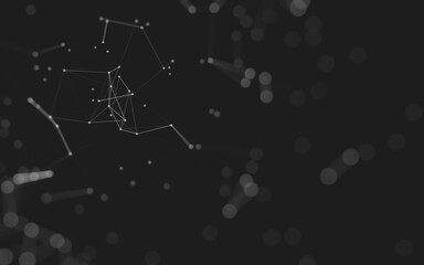 Abstract background. Molecules technology with polygonal shapes, connecting dots and lines. Connection structure. Big data visualization.