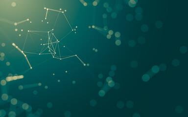 Abstract background. Molecules technology with polygonal shapes, connecting dots and lines. Connection structure. Big data visualization.