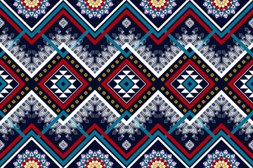 Ikat ethnic seamless pattern design. Aztec fabric carpet mandala ornaments textile decorations wallpaper. Tribal boho native ethnic turkey traditional embroidery vector background 