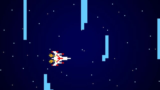 Spaceship, 8 bit, horizontal, dodging 