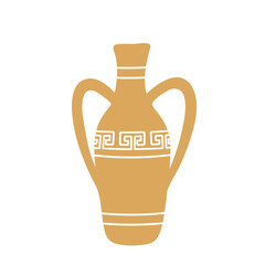 Vector illustration of a hand drawn clay vase with greek ornament isolated on a white background.