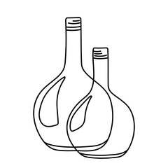 Vector illustration of a glass bottles in the doodle style isolated on a white background.