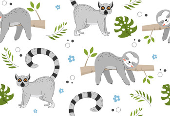 Seamless pattern with jungle animals © 100% HAND-CRAFTED 