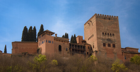 View of the Alhambra in Granada seen from the Albayzin district